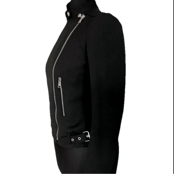 LAUREN RALPH LAUREN Black Moto Jacket Corporate Goth Blazer Women’s Petite 10P - Picture 4 of 13